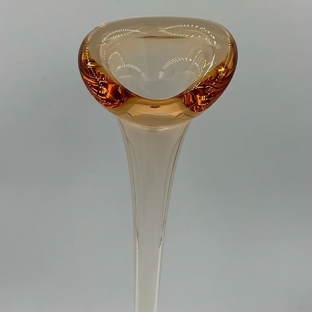 Vintage Amber Swedish Aseda Glasbruk Hand Blown “Jack in the Pulpit” Vase